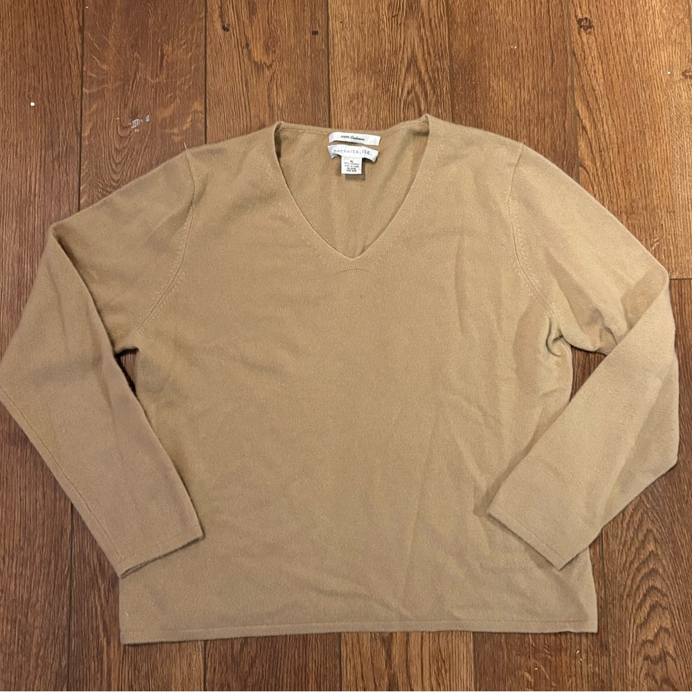100% Cashmere V-Neck Pullover Luxurious Old Money Classic Capsule Wardrobe XL